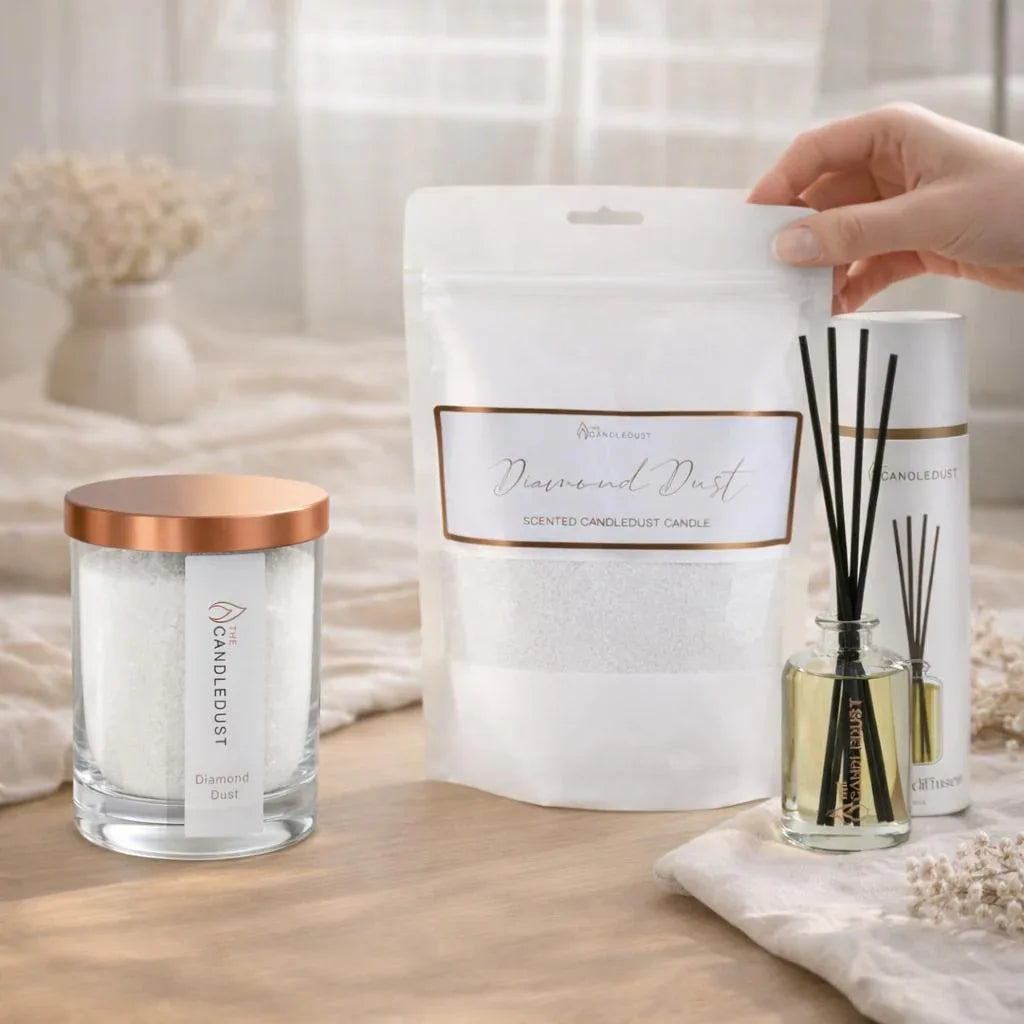 Bougie parfumée Diamond Dust avec recharge et diffuseur, idée cadeau maison élégante et lumineuse – KoolKado